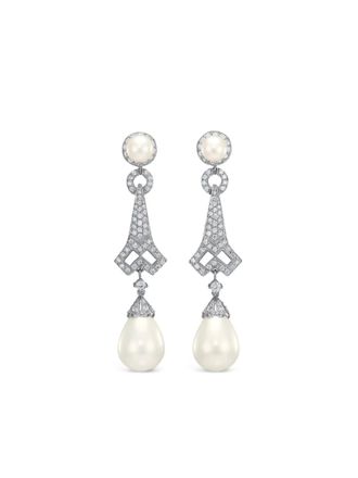Anabela Chan 14K white gold and rhodium vermeil Lattice pearl and diamond earrings - women - 14kt Gold/Rhodium Vermeil/White Diamond/Freshwater P