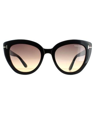 Tom Ford Cat Eye Womens Shiny Black Smoke Gradient Izzi FT0845 - One Size