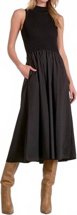 Elan Maxi Mock Neck Dress In Black