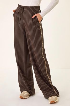 Roman Stripe Animal Trim Stretch Trouser