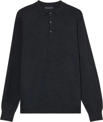 Brooks Brothers Truien & Vesten, Heren, Grijs, 3Xl, Wol, Merino Wolle Strick Poloshirt