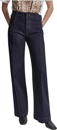 DKNY High-Rise Pintucked Wide-Leg Jeans - Dames - Loose Fit Jeans - Blauw - W31 - Katoen - Jeans