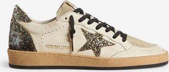 Golden Goose Niedrige Glatt- und Wildledersneakers mit Glitter Ball Star