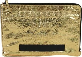 Chanel Pre-owned Clutches, female, Yellow, Size: ONE SIZE Pre-owned Leather Clutch