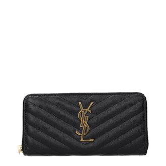 Saint Laurent Damens Geldb&ouml;rse Leder Schwarz