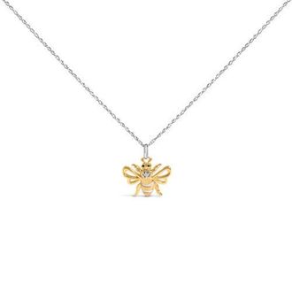 House of Brilliance 14K Yellow Gold Plated Sterling Silver Diamond Accent Bee Pendant Necklace in Yellow Gold Over Silver at Nordstrom