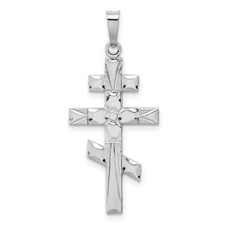 Diamond2Deal 14k White Gold Eastern Orthodox Cross Pendant
