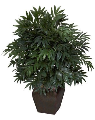 Nearly Natural Double Bamboo Palm With Decorative Planter Silk Plant