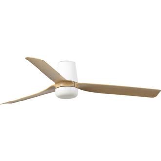 Faro Barcelona Faro Punt Tub L&aacute;mpara Mediana De 3 Aspas, Color Arce, Blanco Mate, Con Iluminaci&oacute;n De 3000-4200-6500 K, Sistema Inteligente Tuya