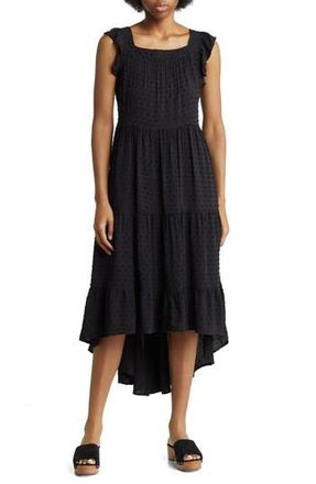 By Design Valery Clip Dot Tiered High/Low Dress in Black at Nordstrom Rack, Size X-Small