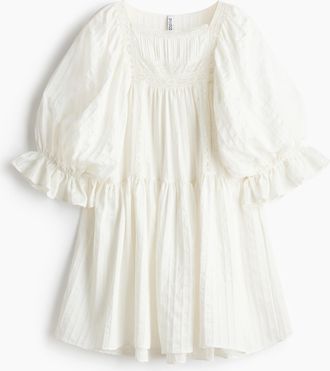 H&M Kleid mit Puff&auml;rmeln - Weiss