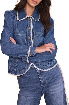 Mint Velvet Lace Trim Denim Jacket in Blue at Nordstrom, Size X-Small