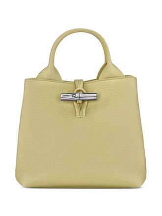 Longchamp Le Roseau S grained-leather tote bag - women - Calf Leather/Recycled Polyester - One Size - Green