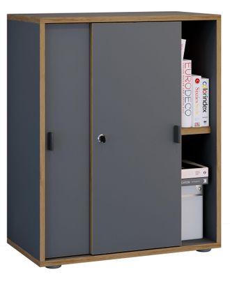 VCM Armario De Oficina Vcm Con 2 Compartimentos Armario Moderno Con Puertas Correderas Dimensiones Al. 74 X An. 60 X T. 37 Cm - Salia 2 Compartimento (ant