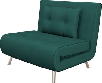 HOMCOM Poltrona Letto Singolo 3in1 In Velluto Schienale Reclinabile Verde Scuro - Homcom