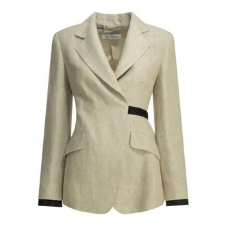 Max Mara Linnen double-breasted blazer - Dames - Jassen - Beige - Maat: XS Linnen