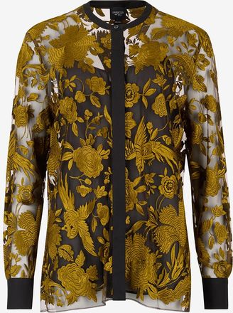 Giambattista Valli Besticktes Hemd aus T&uuml;ll Peridot Chimera Shawl