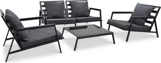 vidaXL Set Muebles De Jard&iacute;n Con Cojines 4 Pzas Aluminio Gris Oscuro Vidaxl