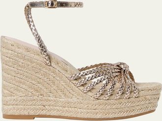 Loeffler Randall Pamela Mignon Knotted Metallic Leather Wedges