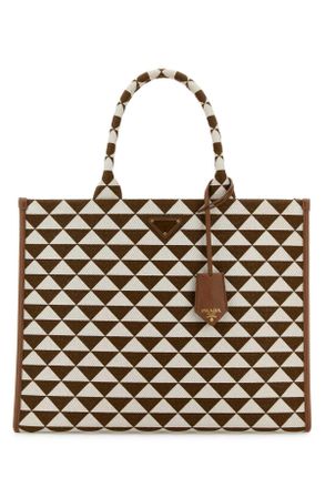 Prada Embroidered Fabric Large Symbole Shopping Bag