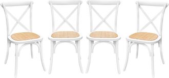 Sweeek Silla de bistr&oacute; vintage de madera, set de 4, blanco