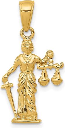 Diamond2Deal 14k Yellow Gold 3-D Lady of Justice with Moveable Scales Pendant