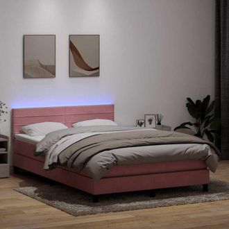 vidaXL Cama Box Spring Con Colch&oacute;n Terciopelo Rosa 140x210 Cm Vidaxl