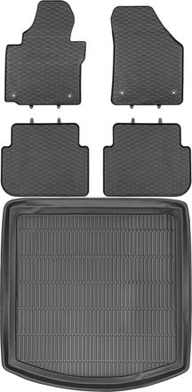OEM Juego De Alfombrillas De Goma Para Coche Y Maletero Para Volkswagen Touran I Minivan (2003-2010)