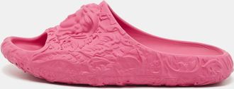 Versace Pink Rubber Medusa Embossed Pool Slides