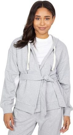 BCBGeneration Hoodie Womens Heather Gray Wrap Tie Long Sleeve GBO290