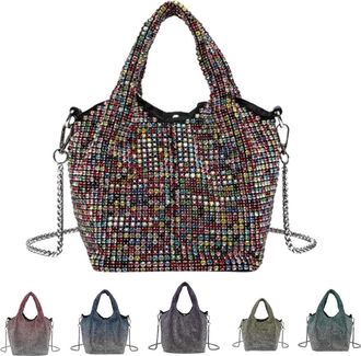 Generic Elegant Rhinestone Clutch Purse for Women,Sparkly Evening Bag with Chain for Wedding,Prom,Party,Gala (colored diamond)