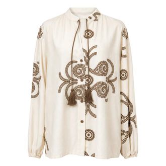 Souvenir Shirts, female, Beige, Size: M Geometric Embroidered Shirt
