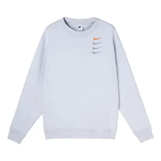 Nike Mens Nike French Terry Swoosh 4 Embroidered Round Neck Sports Pullover Autumn White Gold Color DB9408-043