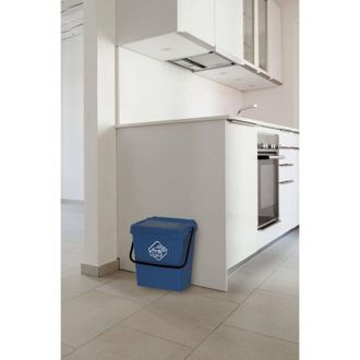 Dmora Papelera De Polipropileno Para Recolecci&oacute;n Separada, Contenedor De Residuos 30l, 100% Made In Italy, 40x31h39 Cm, Color Azul, Con Embalaje Reforzado -