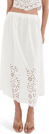 Mango Embroidered Eyelet Maxi Skirt in Off White at Nordstrom, Size Medium