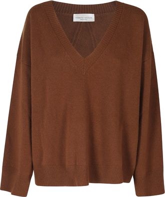 Roberto Collina Burnt V-Neck Superfine Merino Wool Sweater