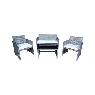 Gardenia Set Nitra, in wicker e acciaio, colore grigio chiaro