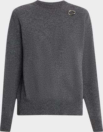 Jil Sander Draped Panel Wool-Cashmere Crewneck Sweater