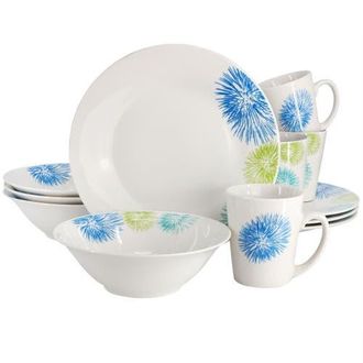 Gibson Home Blue Meadow 12 Piece Fine Ceramic Dinnerware Set in White at Nordstrom