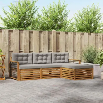 vidaXL Vidaxl Set Di Divani Da Esterno 4 Pz Naturale E Grigio Chiaro