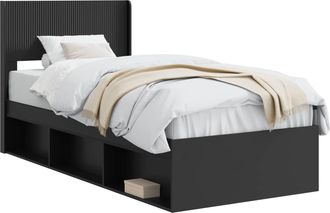 vidaXL Estructura De Cama Con Almacenamiento Y Cabecero Negro Vidaxl