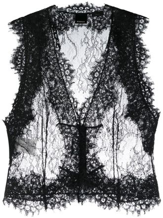 Pinko sheer lace sleeveless blouse - women - Polyamide - 38 - Black