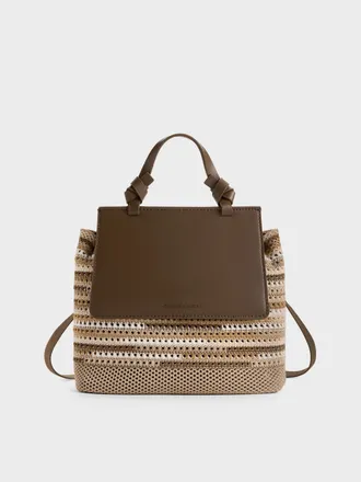 Charles & Keith Girls Ida Multi-Stripe Knitted Backpack
