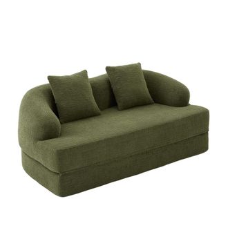 Urban Meuble Sof&aacute; cama 2 plazas convertible, chenilla verde texturizada, 2 cojines