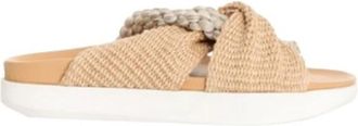 Zimmermann Interlock Rope Raffia Wedge Slippers - Dames - Sandalen - Bruin - 37 EU - Leer - Schoenen