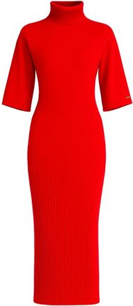 Twinset Rode Gebreide Midi Jurk - Dames - Kleedjes - Rood - S - Polyester - Kleedjes