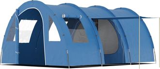 OUTSUNNY 5-6 Man Family Tent Camping Tent with Two Room, Floor & Carry Bag