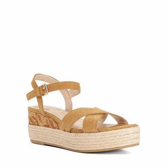 Dune London Womens Ladies Kalmias - Raffia Flatform Wedge - Tan Leather - Size UK 7