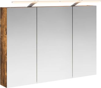 vidaXL Armario Con Espejo De Ba&ntilde;o Roble Ahumado 100 X 14,5 X 70 Cm Vidaxl