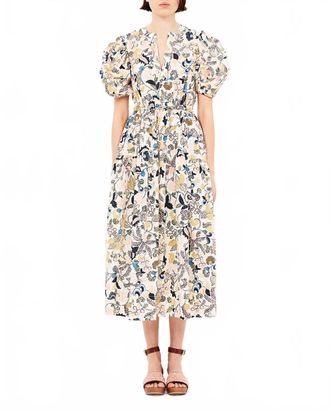 Ulla Johnson Adriana Short Sleeve Midi Dress In Magnolia
